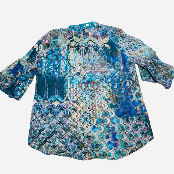 Johnny Was Button Down Boho Bell Sleeve Top - Picture 7 of 13